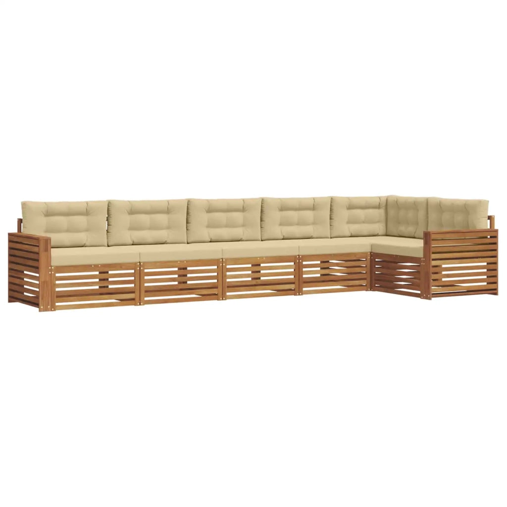 Set di divani da esterno con cuscino 6 pcs Naturale e Beige 3373548