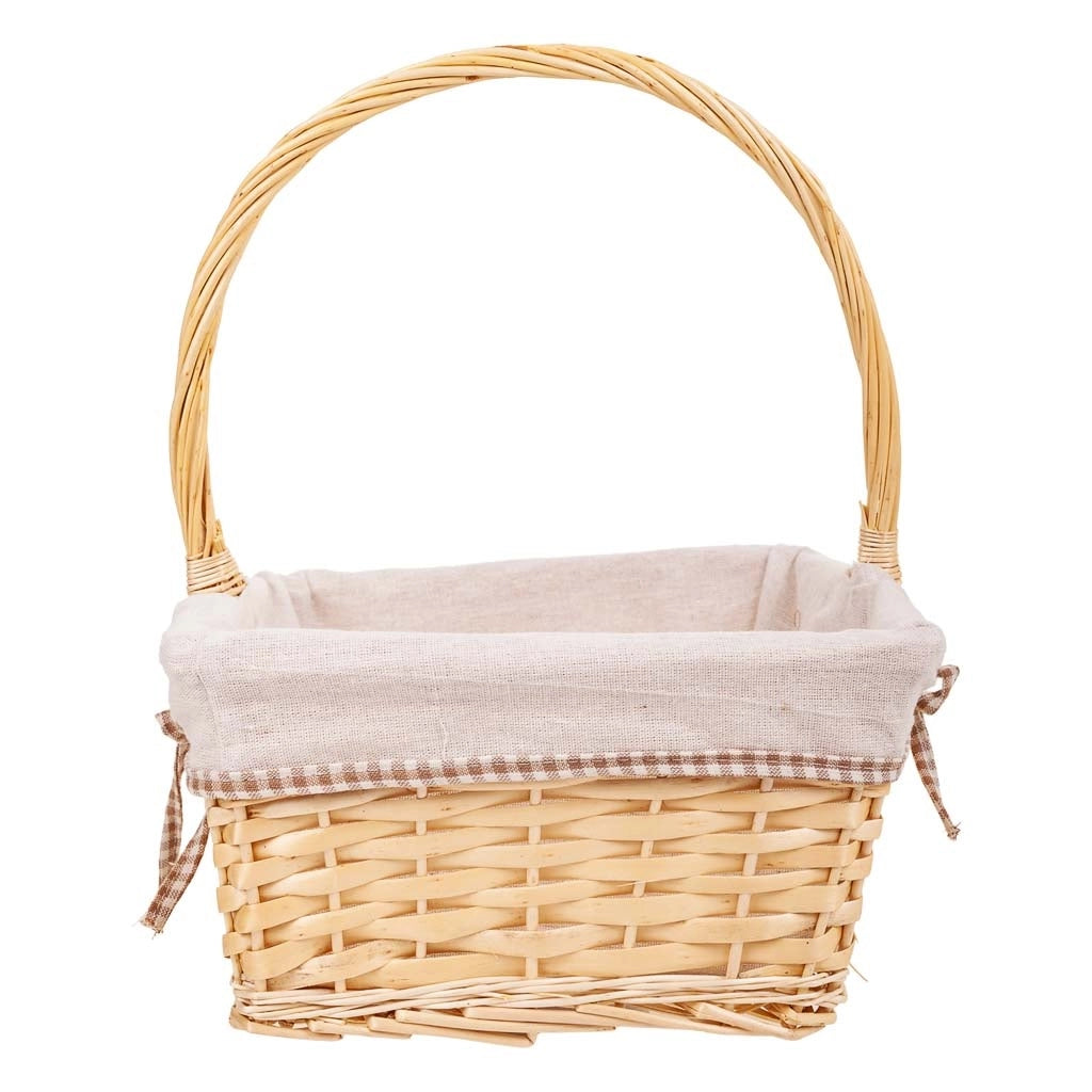 Set di 3 cestini in vimini foderati di bianco
