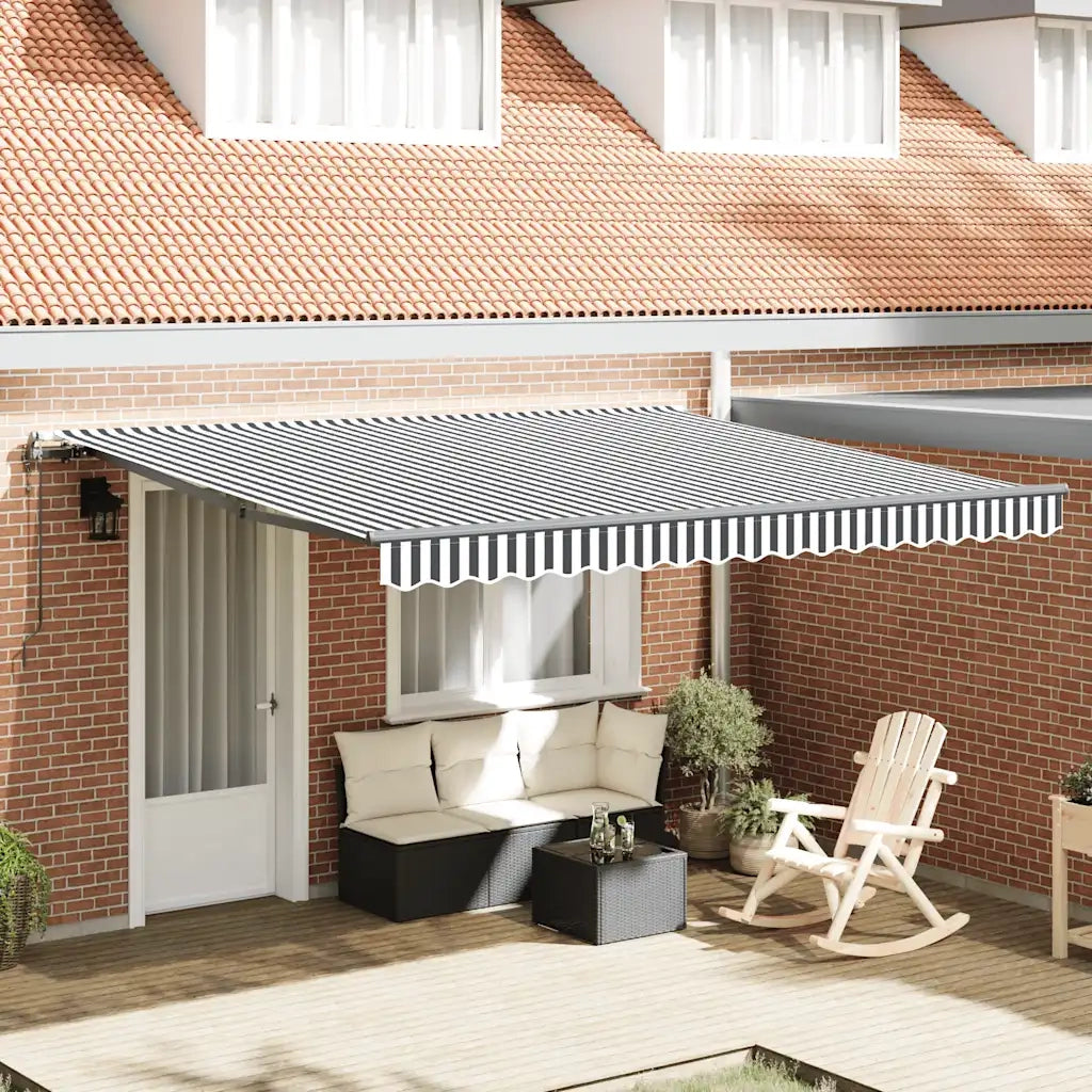 Tenda Sole Retrattile Automatica Antracite e Bianco 400x300 cm 3310232