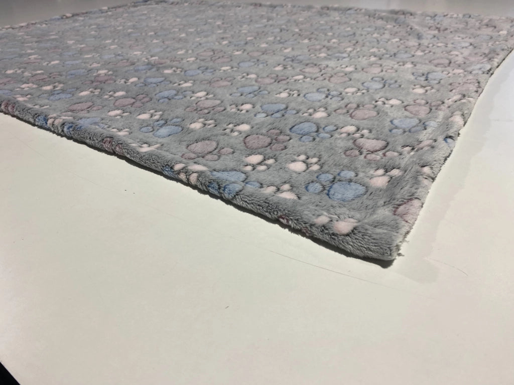 AIO FACTORY Coperta in pile 70x50 cm grigia con zampe colorate Coperta per cani