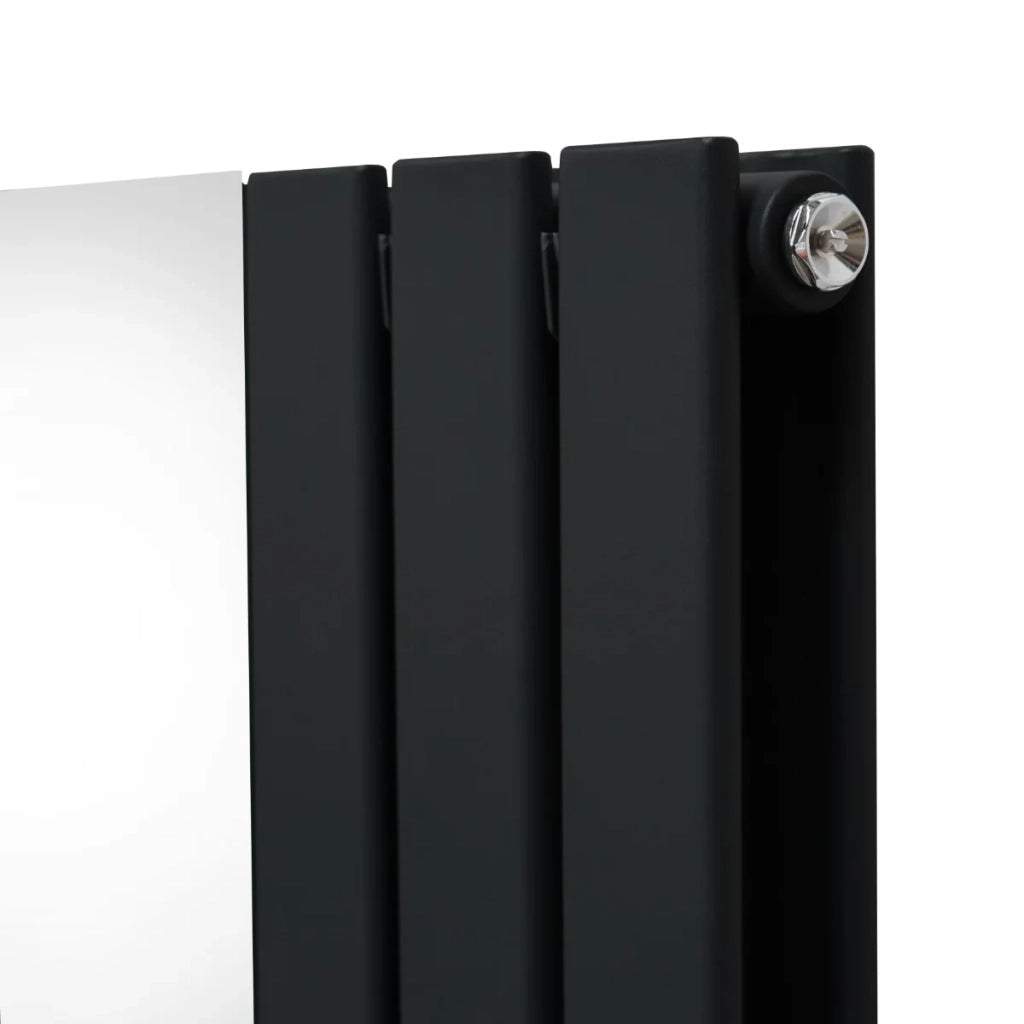 Radiatore a Specchio a Doppia Colonna Verticale Nero 1800mm x 425mm