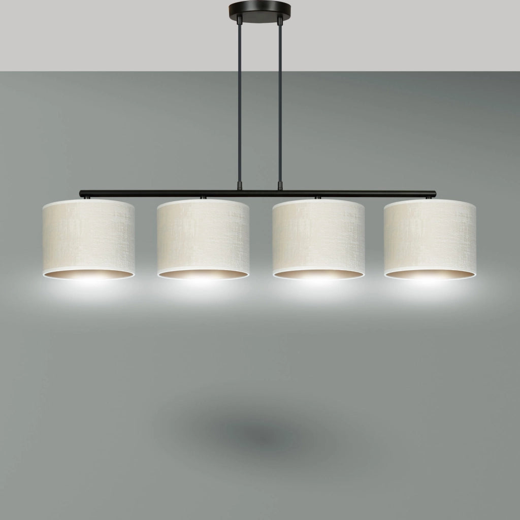 Lampadario Emibig Hilde 4 luci E27 nero crema oro