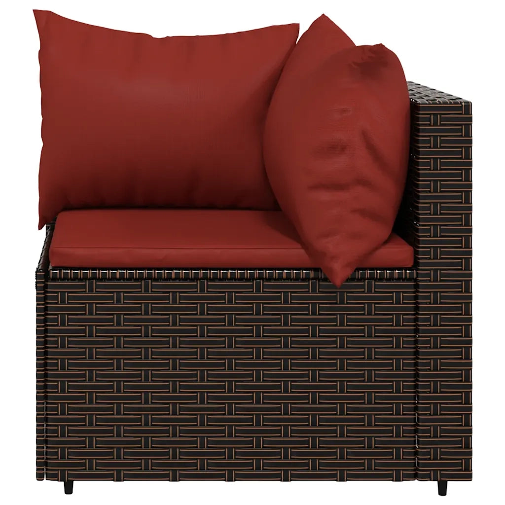 Set Mobili da Giardino 4 pz con Cuscini in Polyrattan Marrone 319813