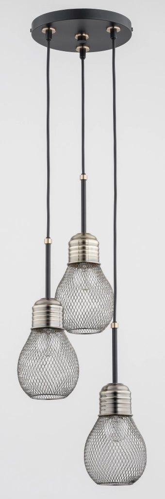 Lampada a sospensione industriale nero-rame 3xE27 TRIO Alfa