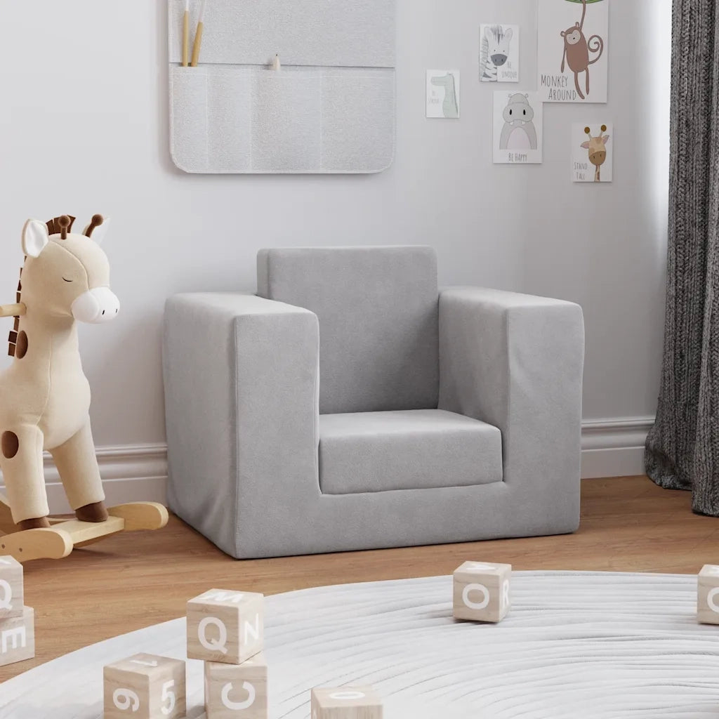 Divano per Bambini Grigio Chiaro in Morbido Peluche 4104803