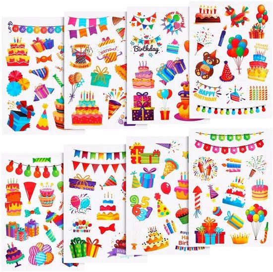 Decorazioni per Feste - Stickers Colorati - 16 Fogli - PVC - Decorazione per Porte - Adatto per Bambini e Adulti - Uso Interno