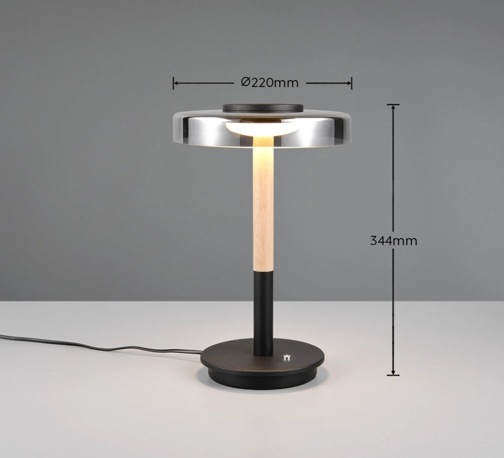 Lampada da tavolo Trio CELESTE LED 10W vetro fumé 3000K