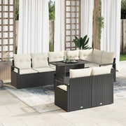 Set Divano da Giardino 9 pcs Nero e Crema polyrattan