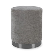 Pouf Rotondo Imbottito in Tessuto con Base in Acciaio - LEE