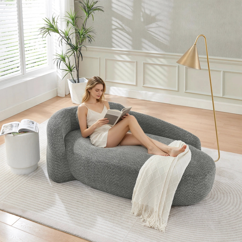Divano Sofa Morbido Teddy ¨C MINIMAL ¨C Grigio, Cuscini Imbottiti