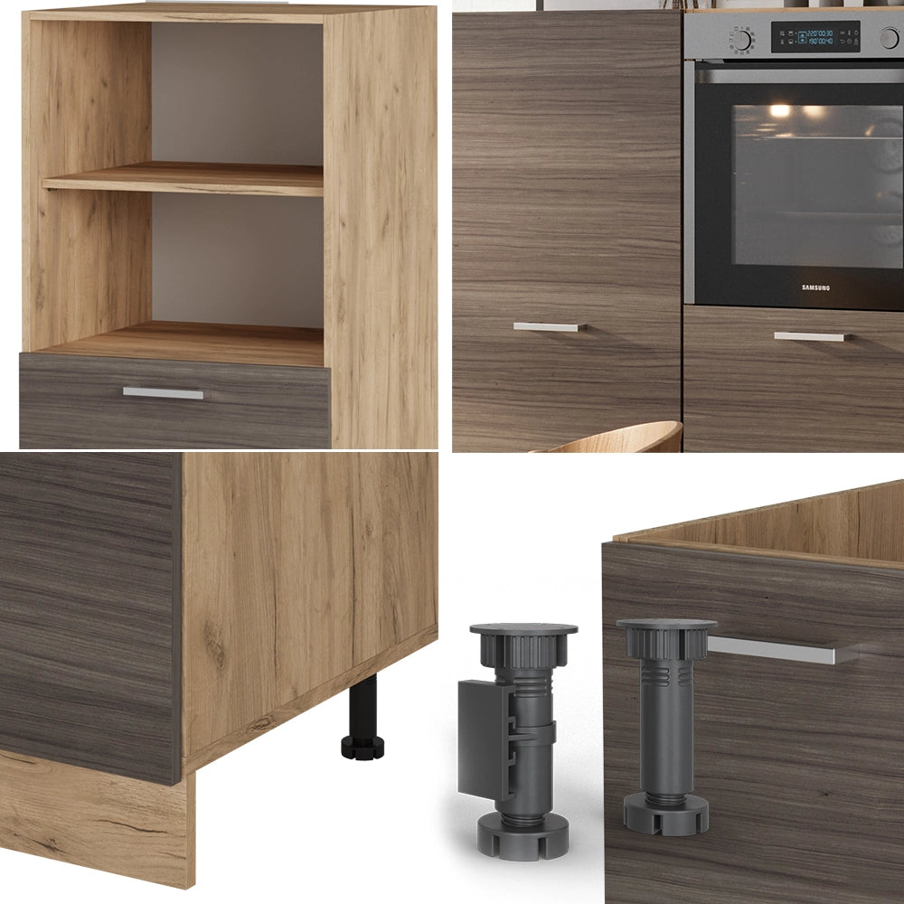 Cucine componibili piccole R-Line Grigio nobile/Rovere dorato 180 cm senza piano di lavoro Vicco