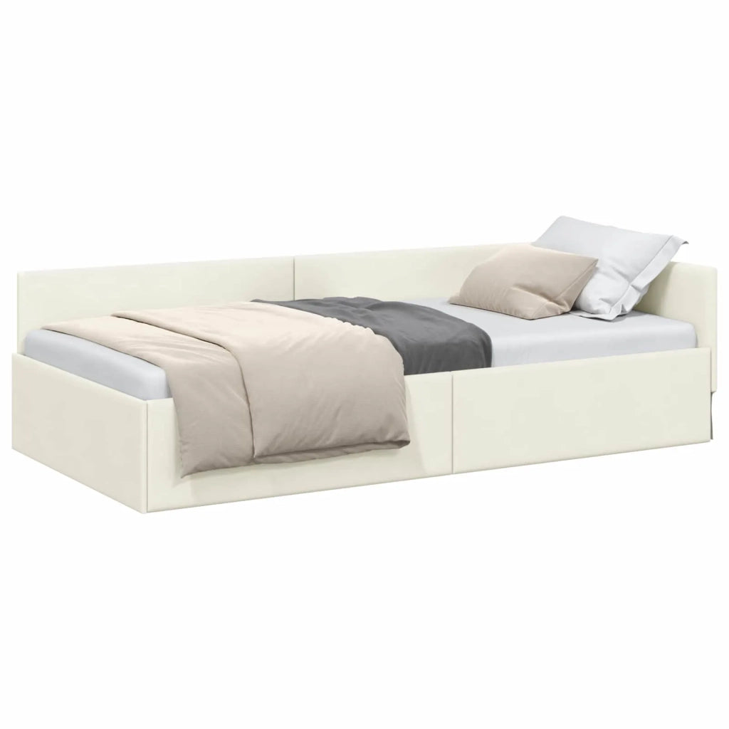 Cornice del letto ad angolo Crema 100 cm x 200 cm Velluto 42016098
