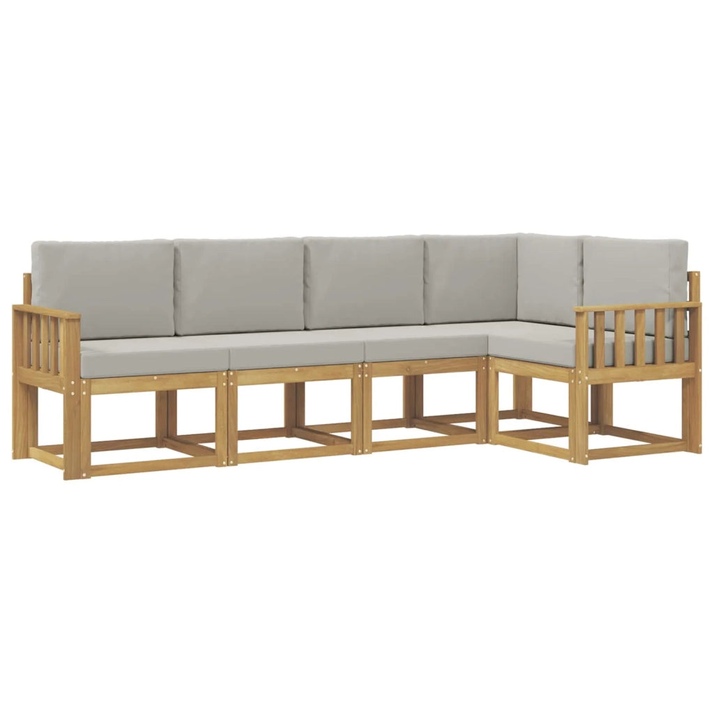 Set di divani da esterno 5 pz Bianco e Grigio Chiaro 3387625