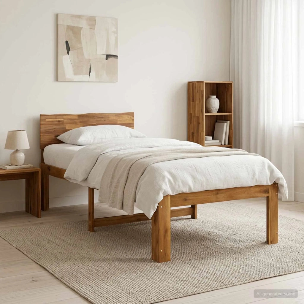 Letto Singolo con Testiera ROSTOCK Naturale 90 x 200 cm 903456