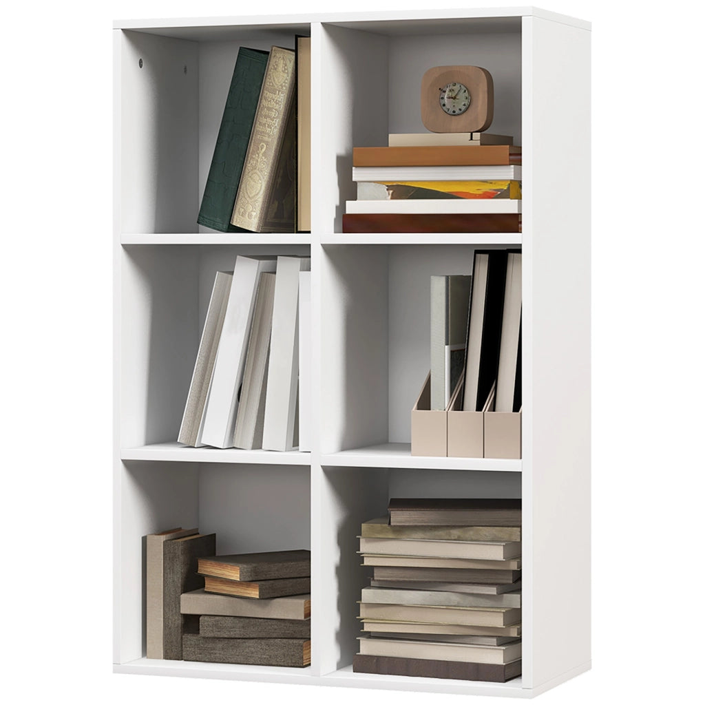 Libreria 3 Livelli 6 Cubi in Legno ¨C Minimal ¨C 65.5x30x97.5 cm Bianco