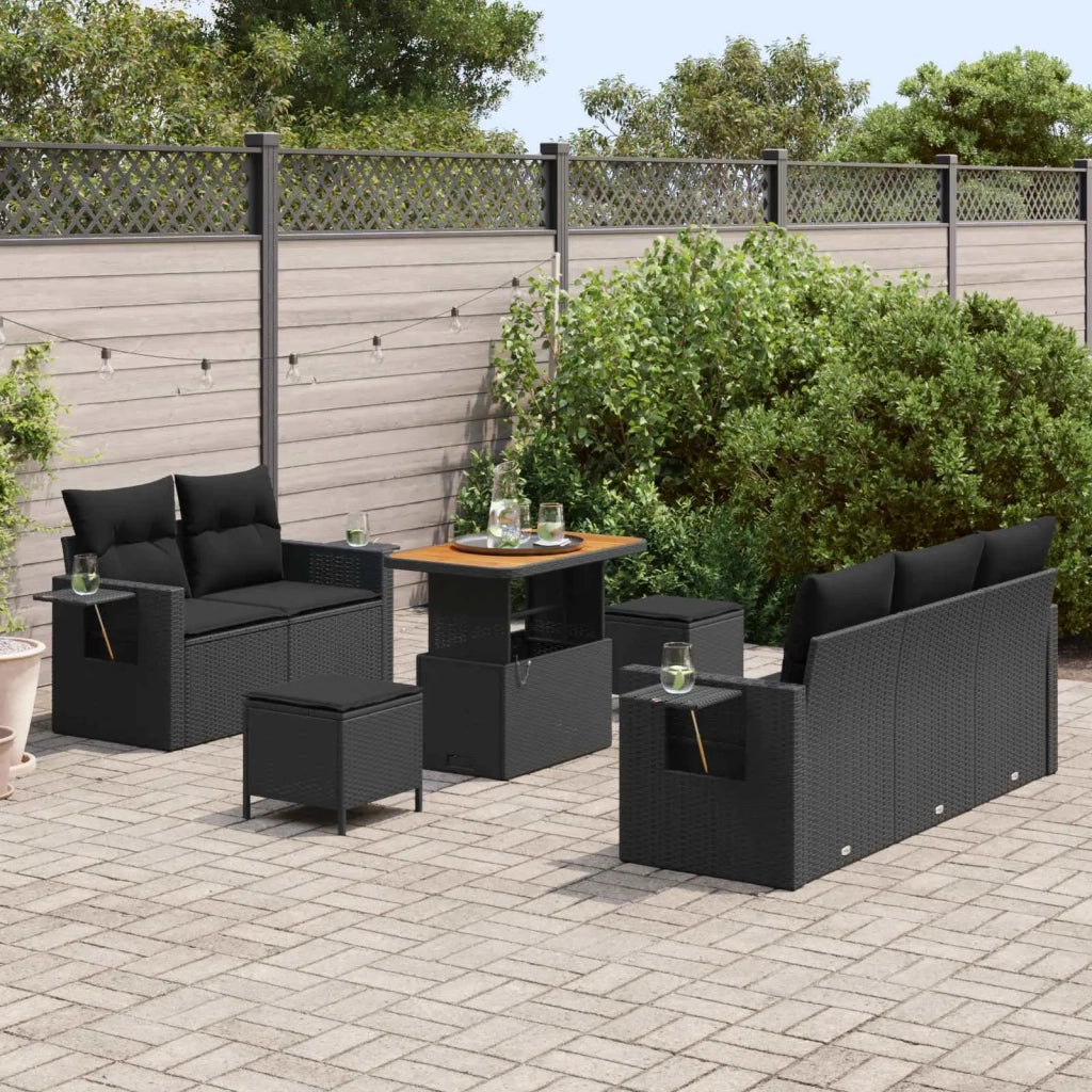 Set Divano da Giardino con cuscino 10 pcs Nero polyrattan 3363639