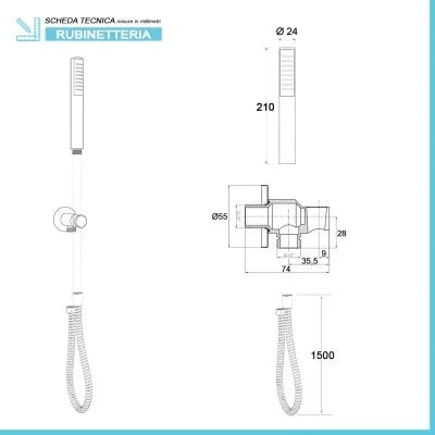 Set doccia incasso nero opaco con soffione 30 e kit doccia completo Gemini