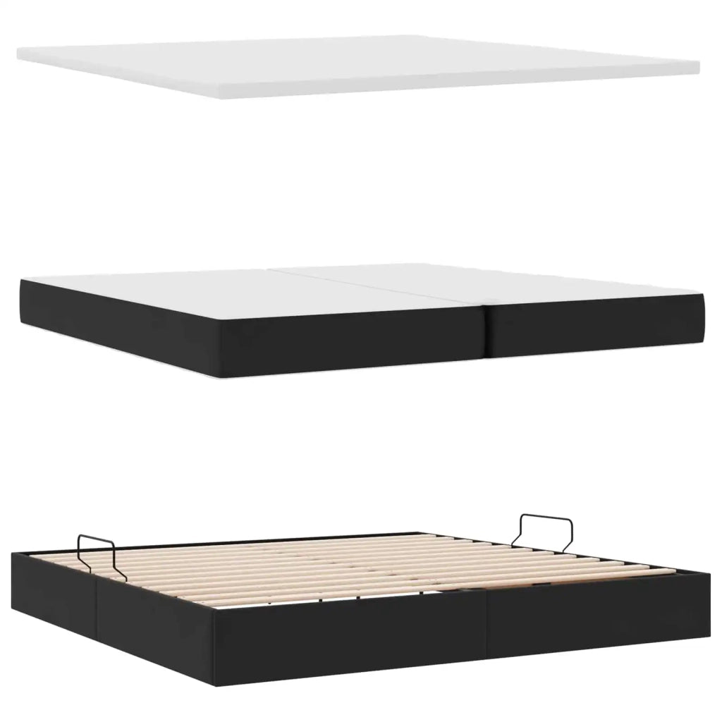 Letto con contenitore e materasso Nero 200 x 200 cm Velluto