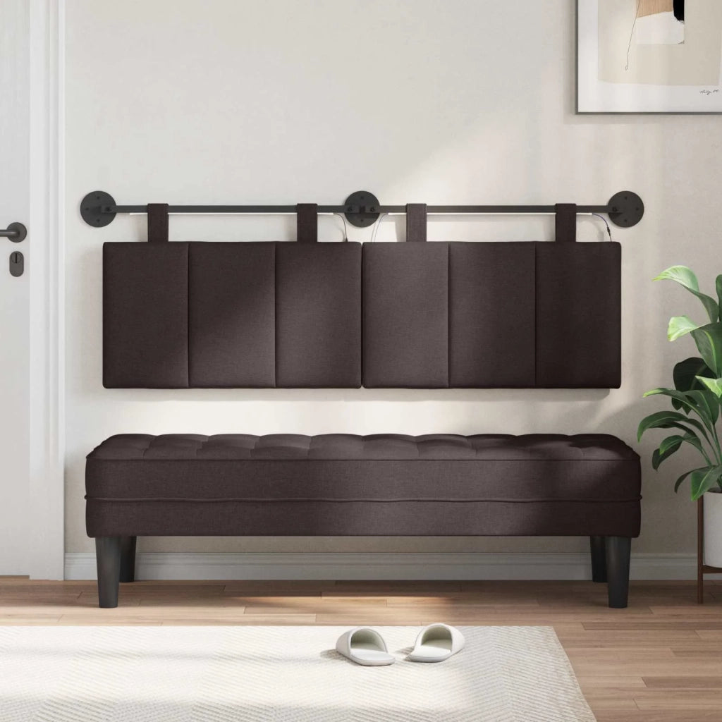 Testiera sospesa Con luce LED Marrone Scuro Tessuto 3424793