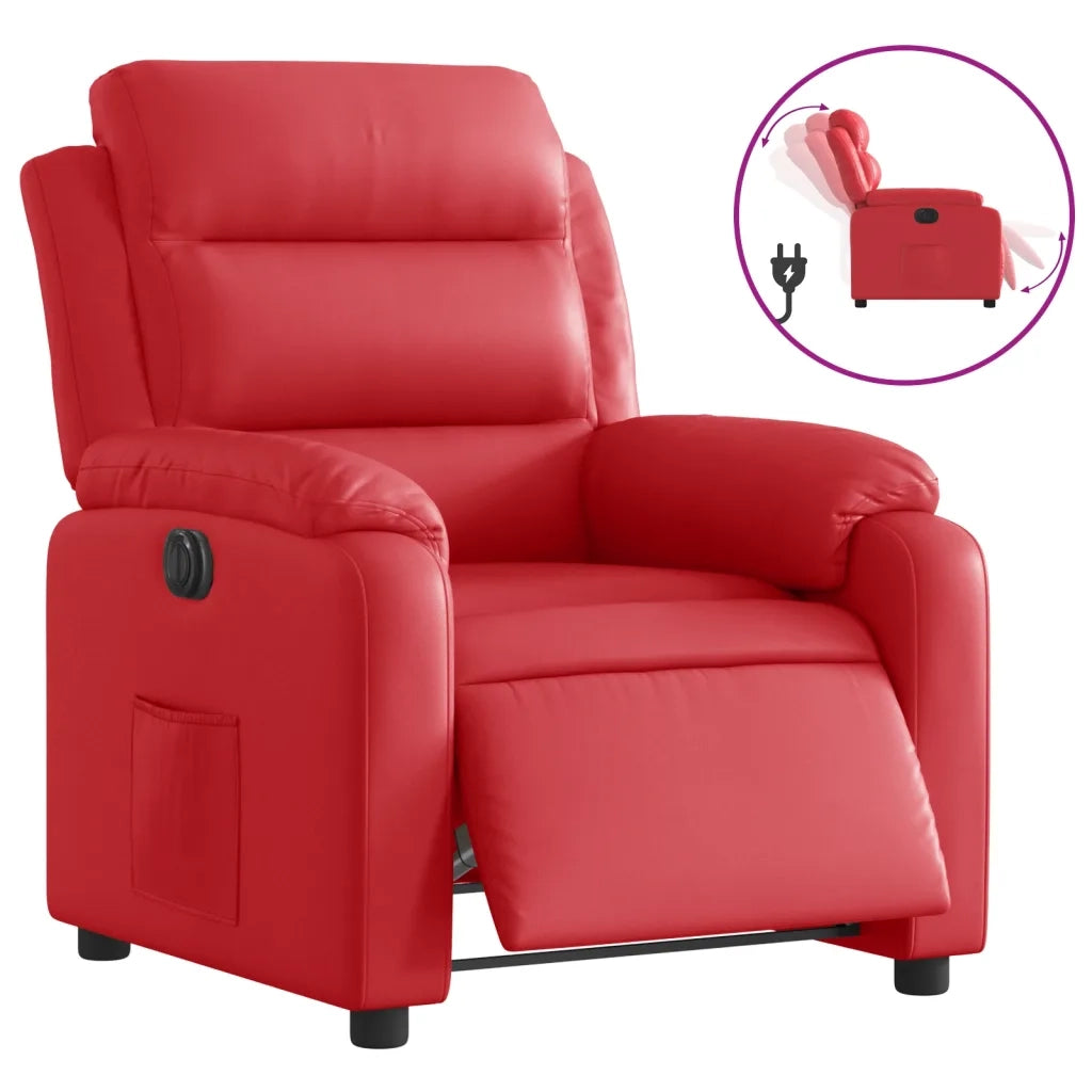 Poltrona Reclinabile Elettrica Rossa in Similpelle 3205033