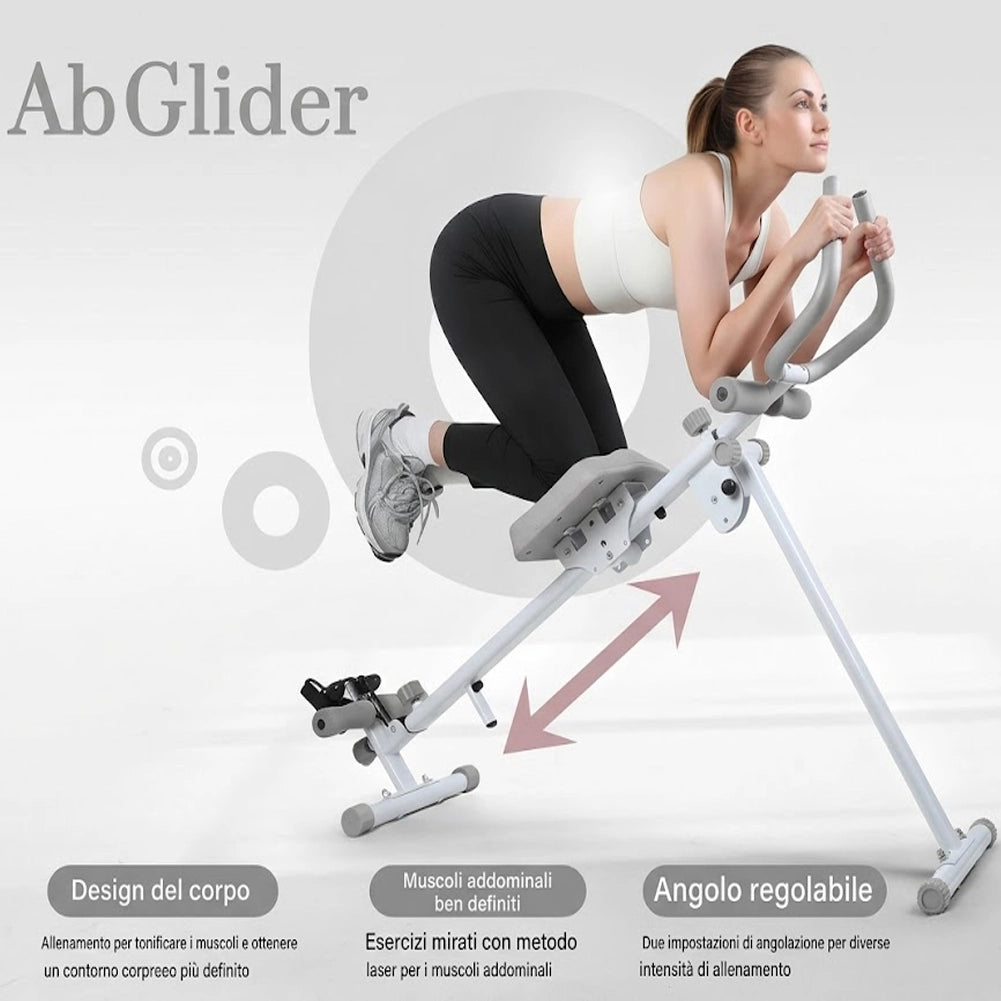 AB Machine Grigio Attrezzo Fitness per Addominali Multiuso Pieghevole Vogatore