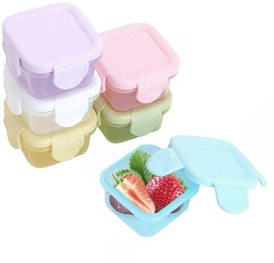 Set di 6 piccoli contenitori in plastica con coperchio, contenitori mini 60 ml, contenitori in plastica con coperchio, contenitori per alimenti riciclabili, contenitori per salse, resistente al microonde