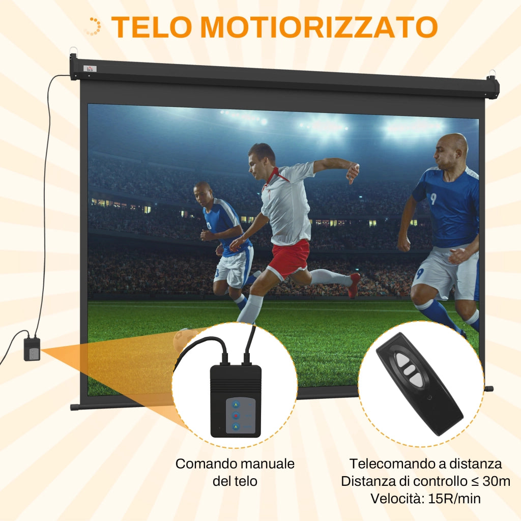 Schermo per Proiettore 100 Pollici 4:3 Telecomando ¨C Minimal ¨C 203x152cm Nero