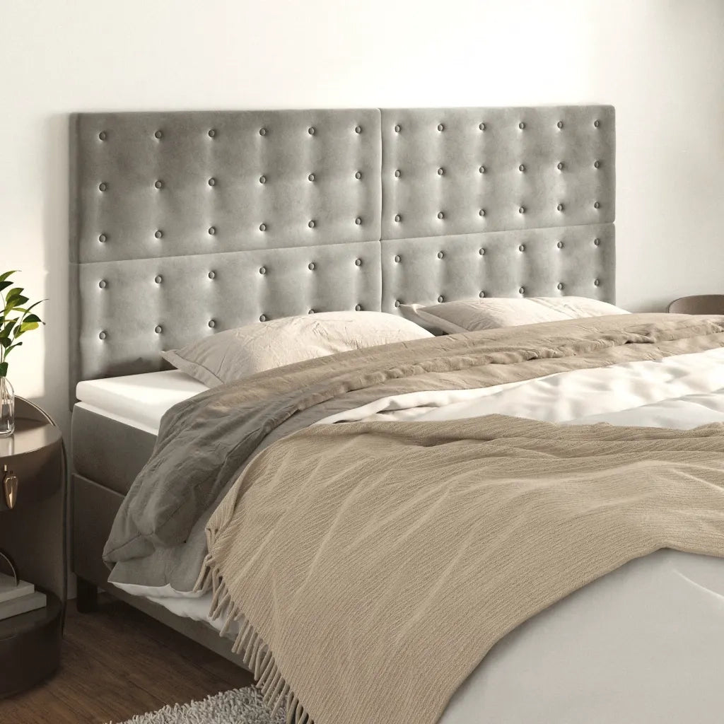 Testiera | Testata Grigio Chiaro 200x5x118/128 cm Velluto