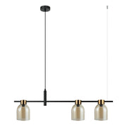 Lampada sospensione moderna nero ambra asimmetrica 3xE14 Italux