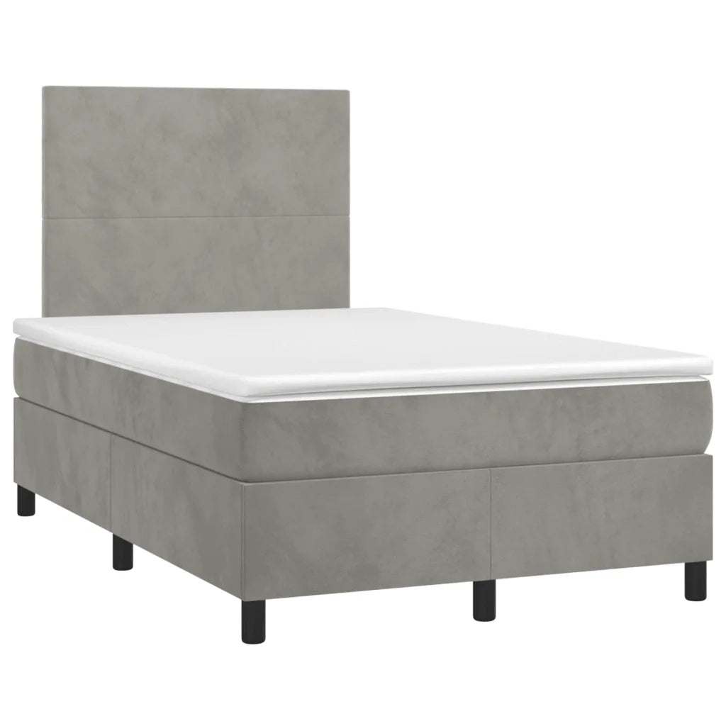 Letto a Molle Materasso e LED Grigio Chiaro 120x190 cm Velluto 3270299