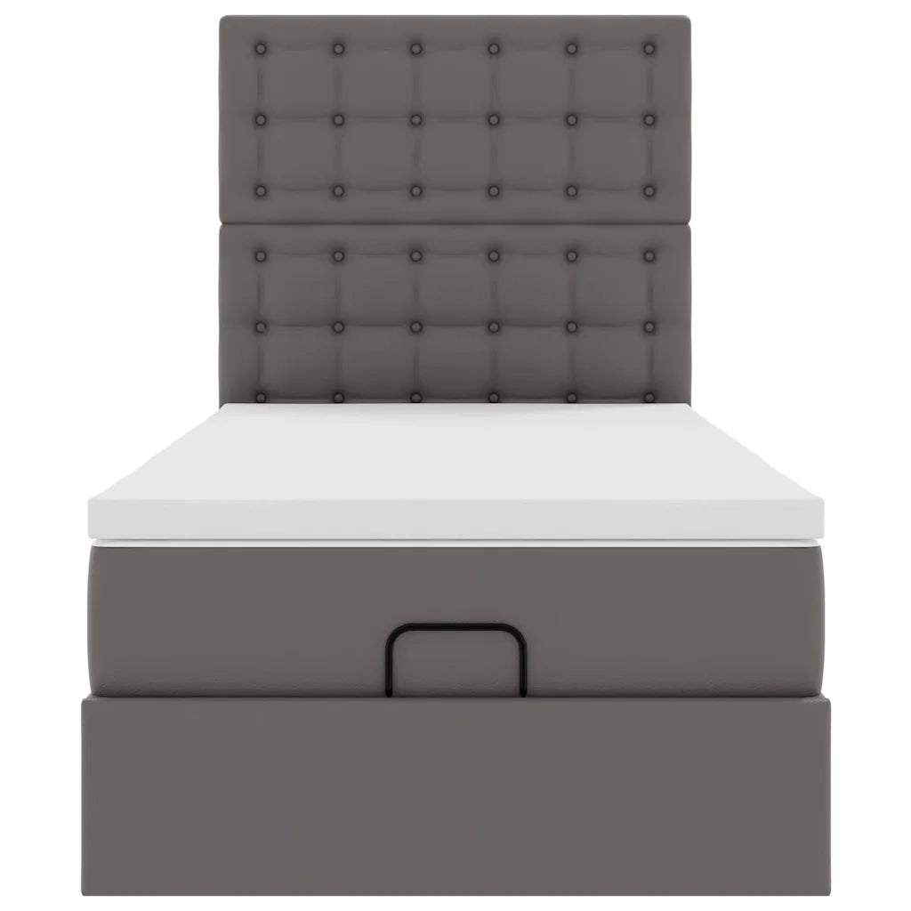 Letto Pouf con Materasso Grigio 100x200 cm Similpelle