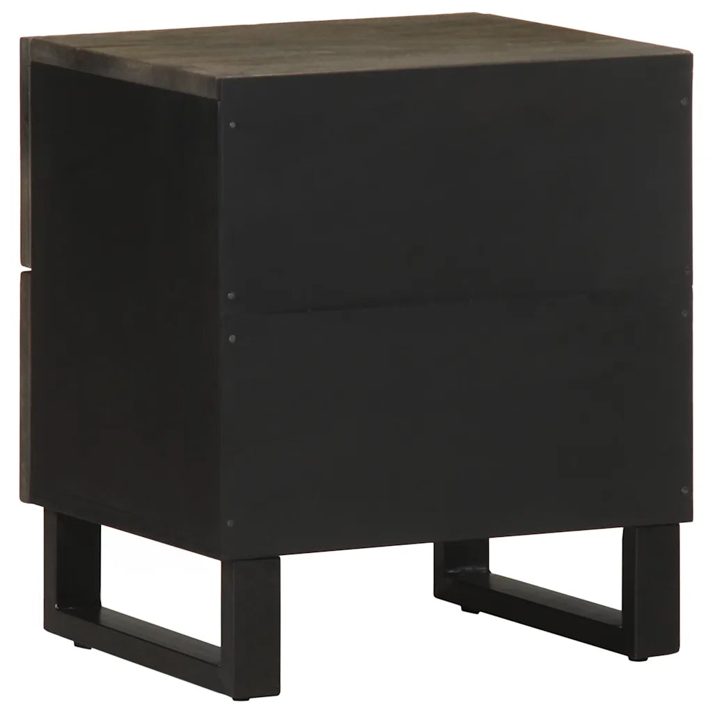 Comodini 2pz Neri 40x33x46 cm in Legno Massello di Mango 4017683