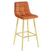 Sgabello Arceto in velluto color rame e gambe dorate