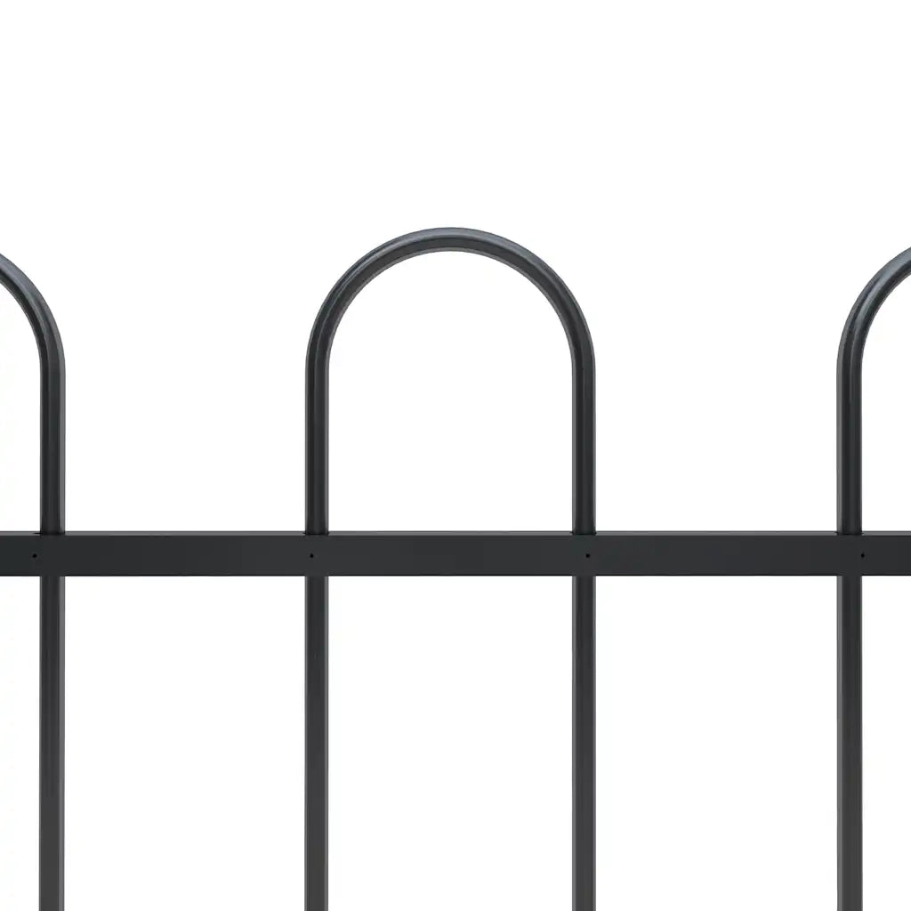 Recinzione da Giardino | Recinzione da cortile con Parte Superiore ad Anello in Acciaio 537x120 cm Nera