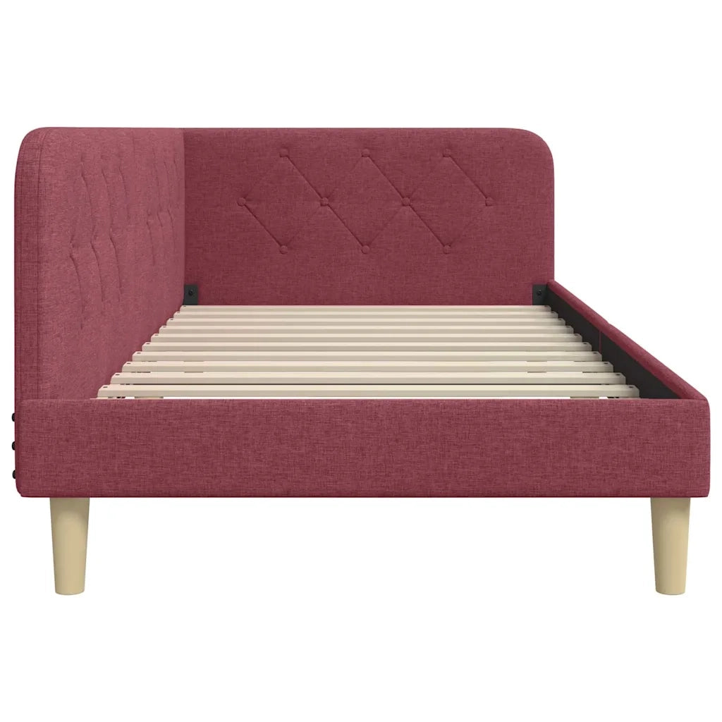 Cornice del letto ad angolo Rosso Vino 90 x 190 cm Tessuto