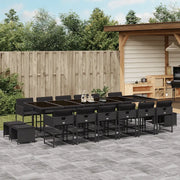 Set da Pranzo da Giardino 17 pz con Cuscini Nero in Polyrattan 3211363