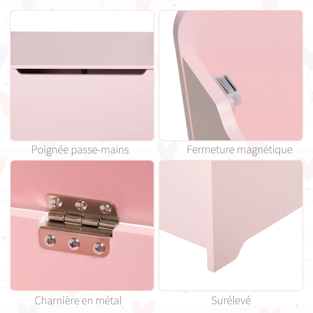 Casetta per Bambini con Cassetti ¨C Zephmum ¨C MDF Rosa 60x40x48 cm
