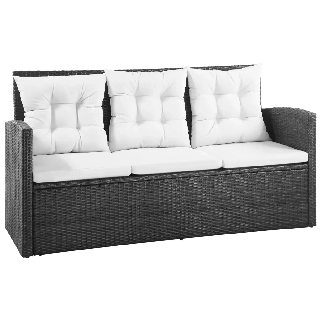 Set Divani da Giardino 5 pz con Cuscini in Polyrattan Nero 43972