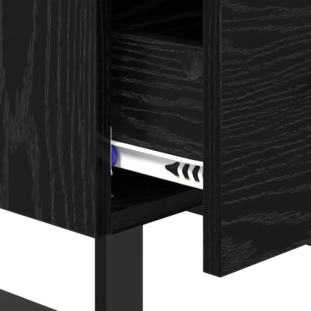 Comodino | Armadio da Notte | Mobiletto da notte con cassetto Rovere Nero 40 x 35 x 47,5 cm