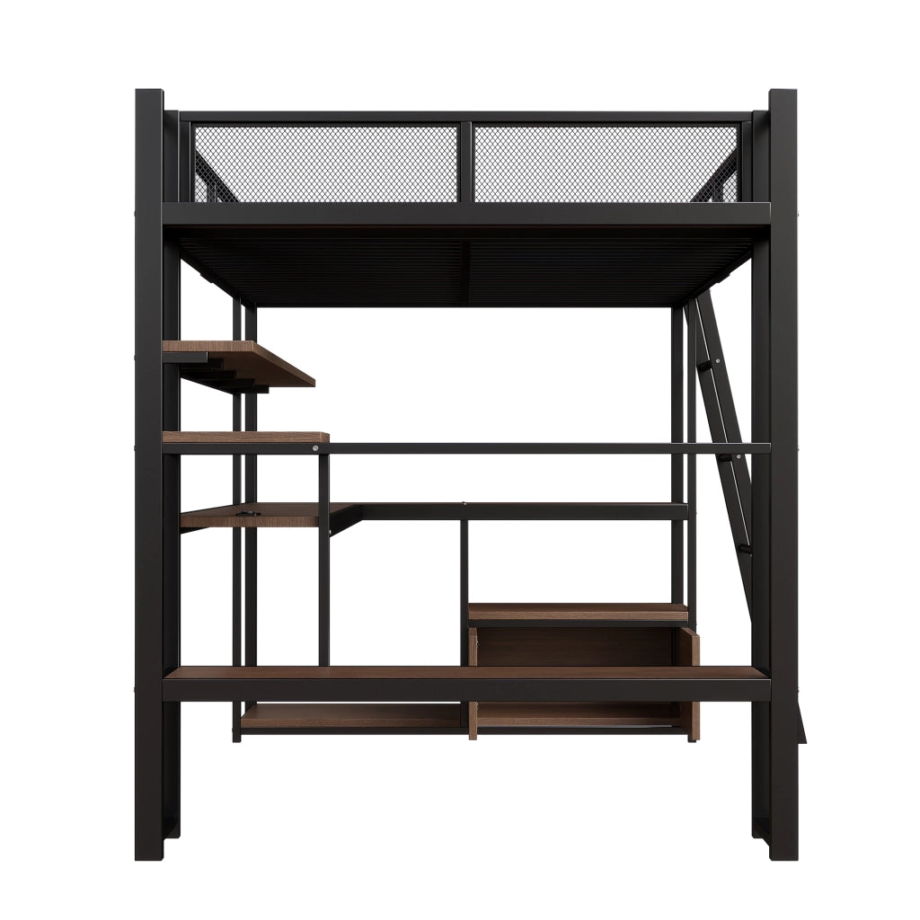 LETTO a soppalco con scrivania integrata 140x200 cm nero