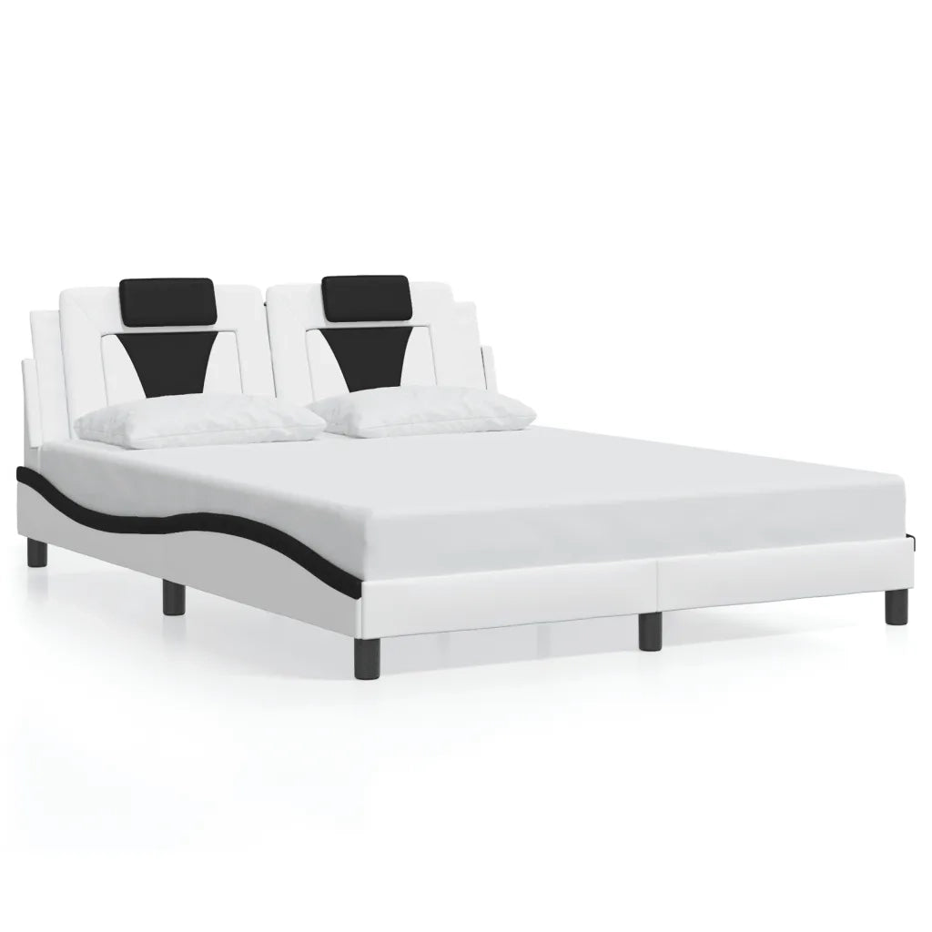 Letto matrimoniale | Letto per adulti | Giroletto Viana con LED senza Materasso Bianco e Nero 160x200 cm