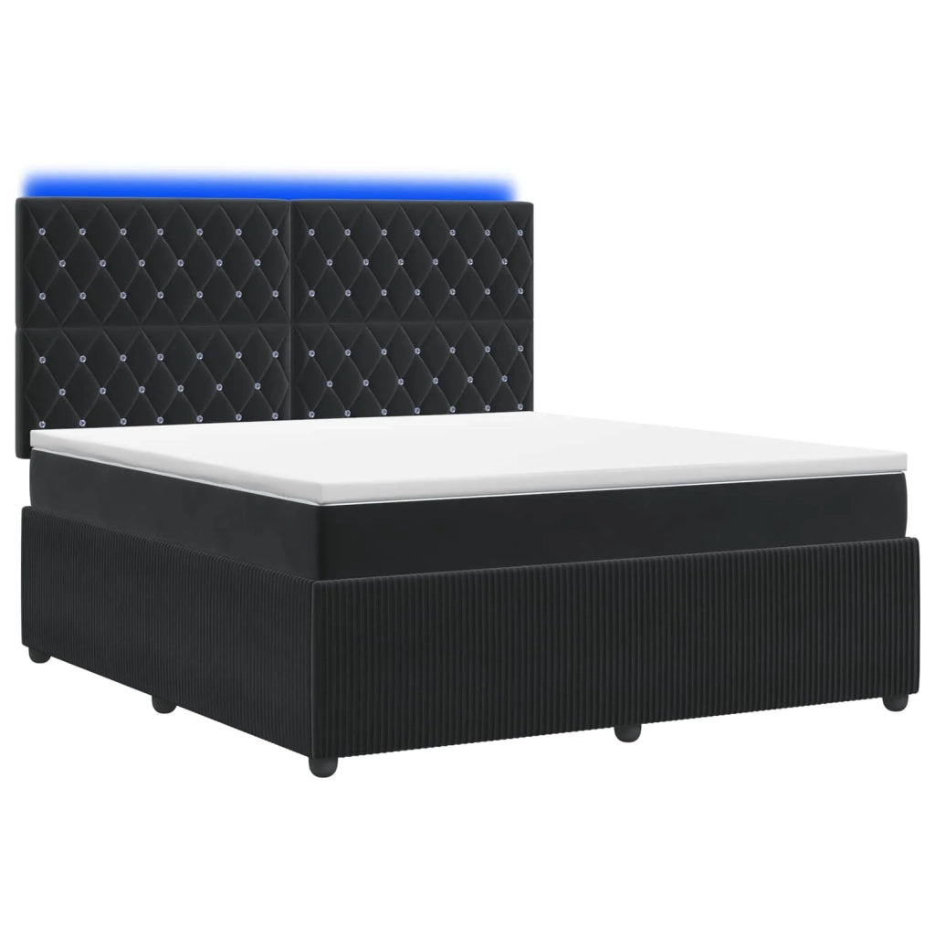 Letto Box Spring LED con Materasso Nero 180 x 200 cm Velluto 3456115