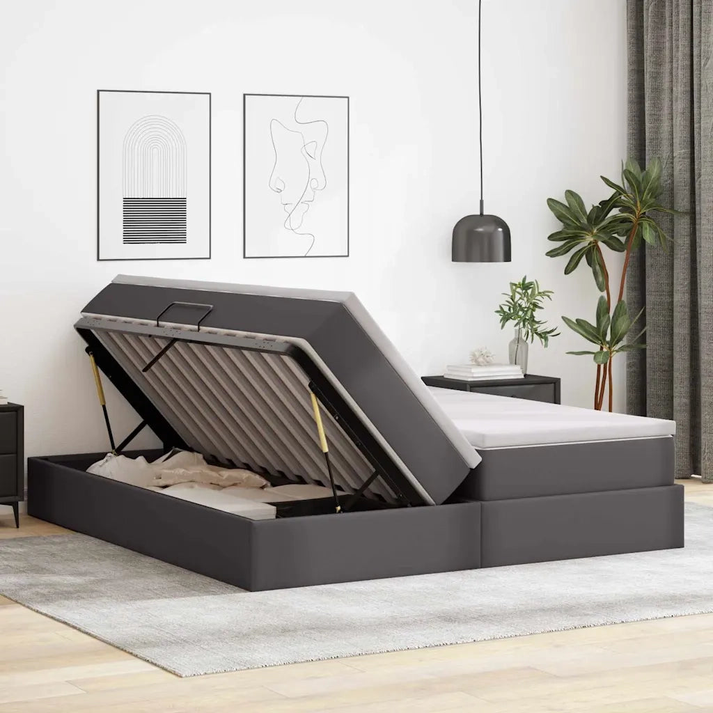 Letto con contenitore e materasso Grigio 200 x 200 cm 3370347