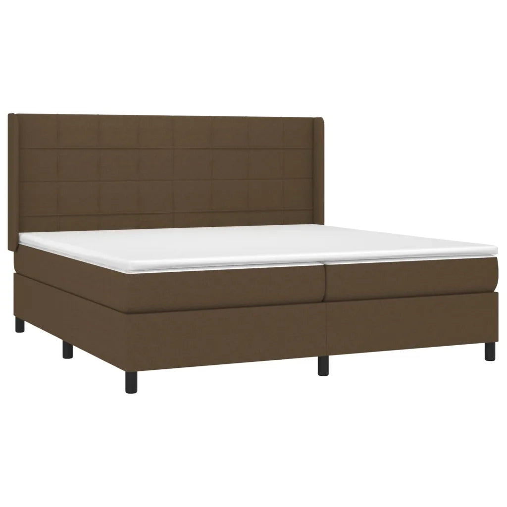 Giroletto a Molle con Materasso Marrone Scuro 200x200cm Tessuto 3131460
