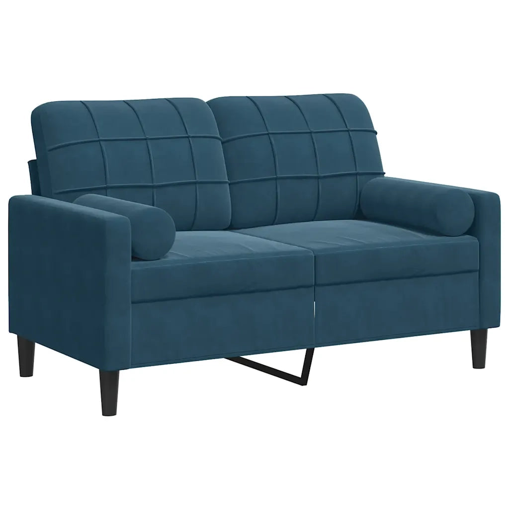 Divano a 2 Posti con Cuscini-Sofa 2 Posti con Cuscini Blu 120 cm in Velluto 286795