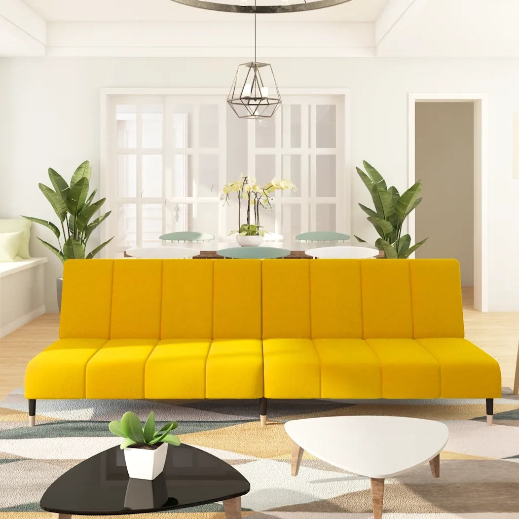 Divano letto | Sof¨¤ letto | Letto singolo a 2 Posti Giallo in Velluto