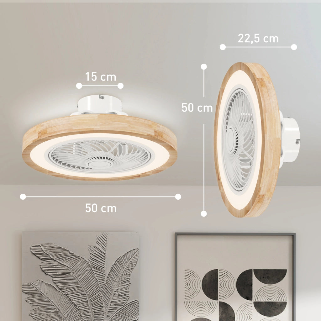 Ventilatore da soffitto con luce e telecomando ¨C Xylo ¨C 6 velocit¨¤, luminosit¨¤ regolabile, marrone chiaro