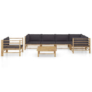 Set Divani da Giardino 7 pz con Cuscini Grigio Scuro in Bambù 3058248