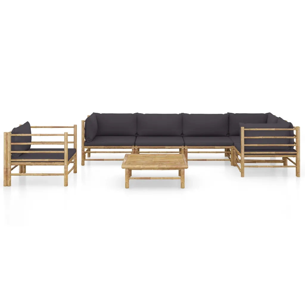 Set Divani da Giardino 7 pz con Cuscini Grigio Scuro in Bambù 3058248