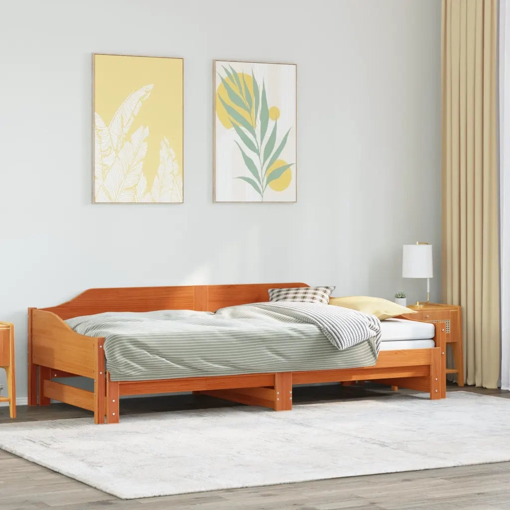Divano letto | Sof¨¤ letto | Letto singolo con Rotelle senza Materasso Marrone Cera 90x190 cm